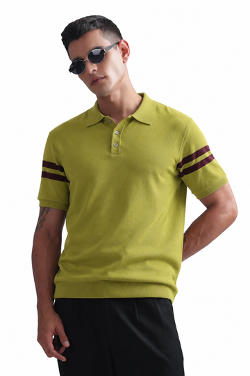 Verdant Twin-Stripe Textured Polo