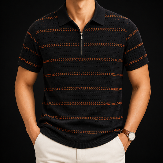 AeroWeave Chevron Stripe Zip Polo T-Shirt