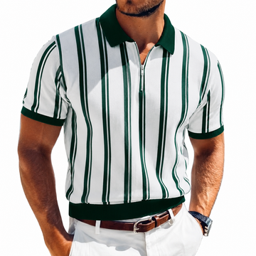 Pinline Rib Zip Polo T-Shirt