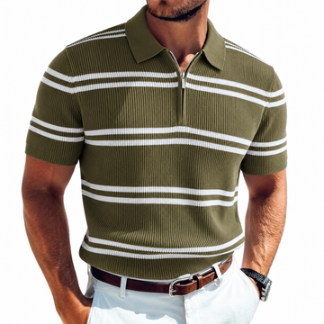 RibStripe Half-Zip Polo T-Shirt