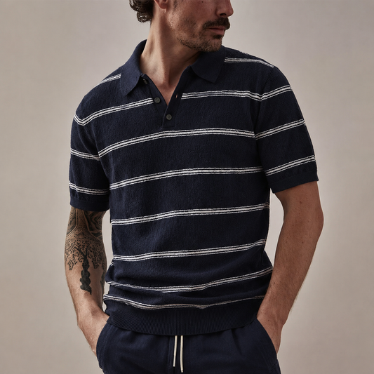 Midnight Drift Linen Strata Polo