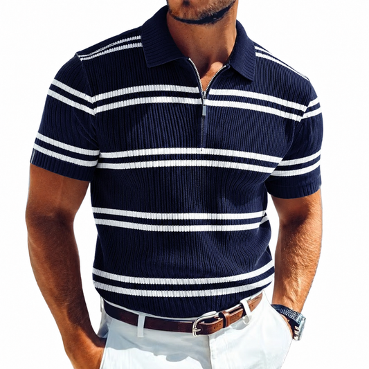 RibStripe Half-Zip Polo T-Shirt
