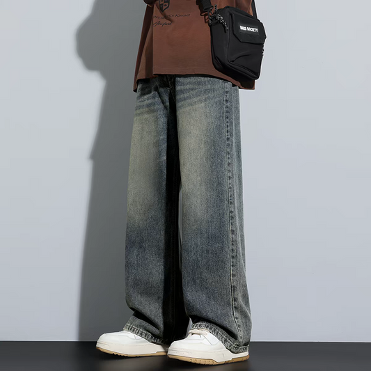 Shadow Wash Wide-Leg Denim Jea