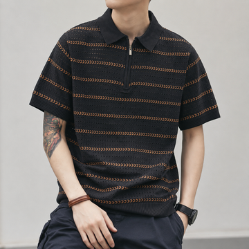 AeroWeave Chevron Stripe Zip Polo T-Shirt
