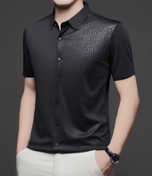 Obsidian Crest Jacquard Polo Shirt