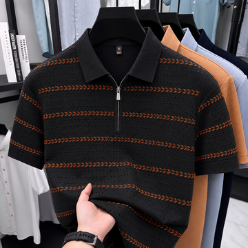 AeroWeave Chevron Stripe Zip Polo T-Shirt