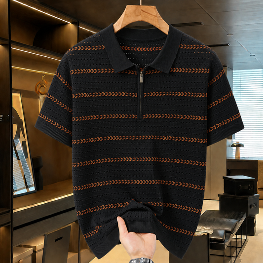 AeroWeave Chevron Stripe Zip Polo T-Shirt