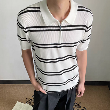 Ivory Rhythm Ribbed Zip Polo
