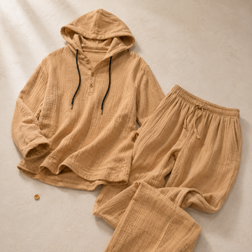 BreezeWeave Linen Hooded Henley Co-Ord Set