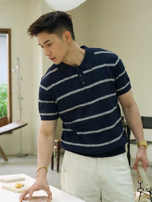 Midnight Drift Linen Strata Polo