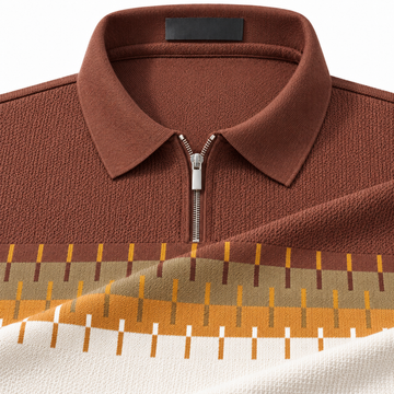 Aurevian Geo-Weave Zip Polo