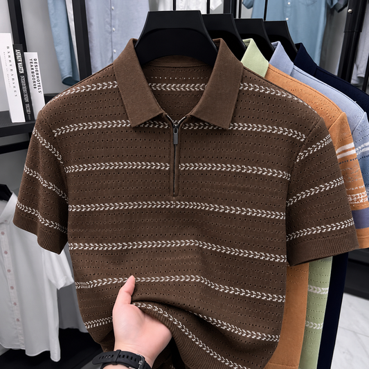 AeroWeave Chevron Stripe Zip Polo T-Shirt